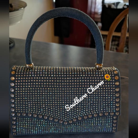 Last One.... Denim Purse with Rhinestones - Picture 3 of 11